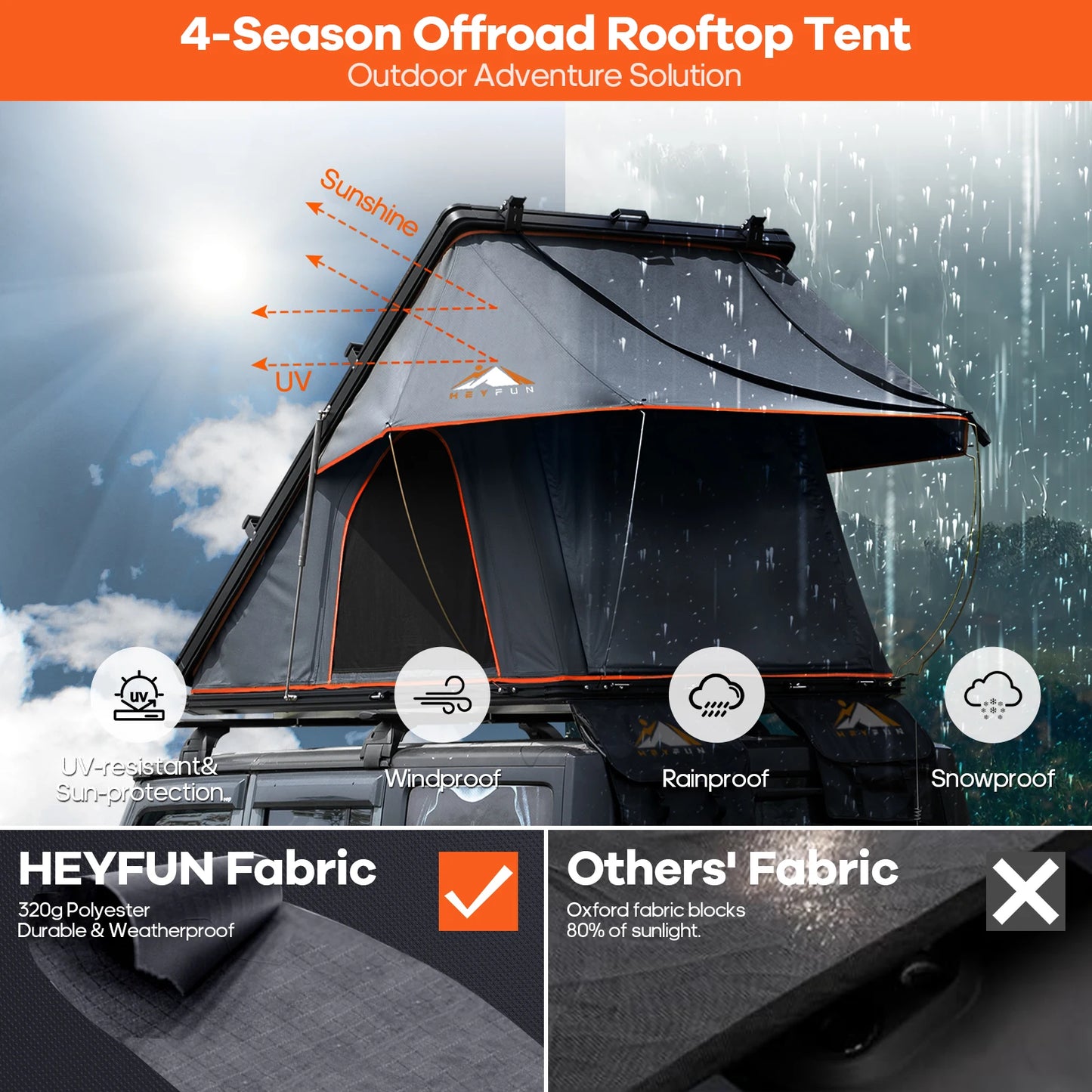 Rooftop Tent Hard &Luggage Racks for 4 Season Camping