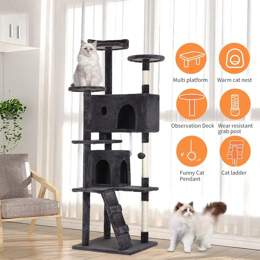 BestPet 70in Cat Tree Tower for Cats Multi-Level Scratching Posts