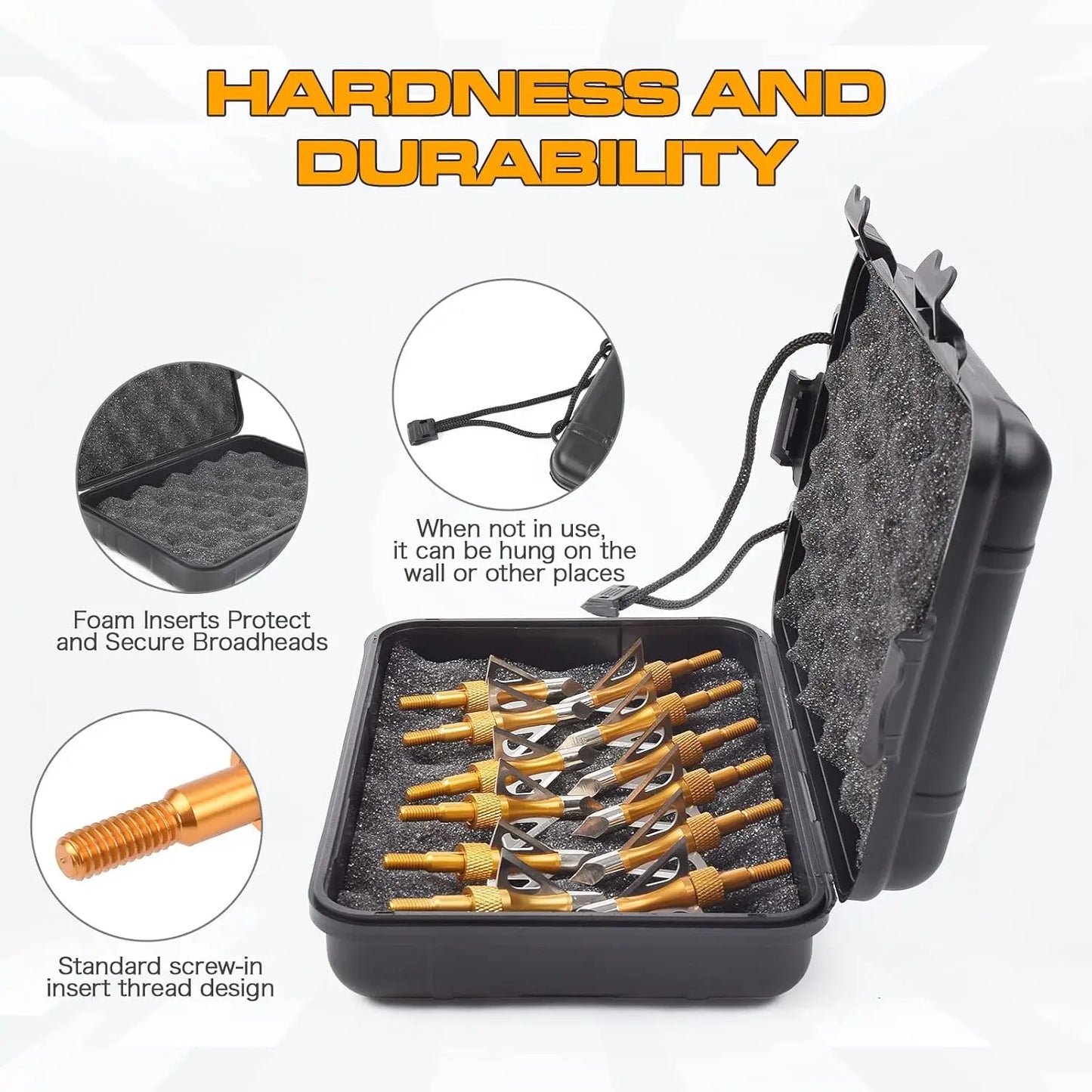 12PK 3 Blades Screw-in Broadheads 100 Grain Storage Case