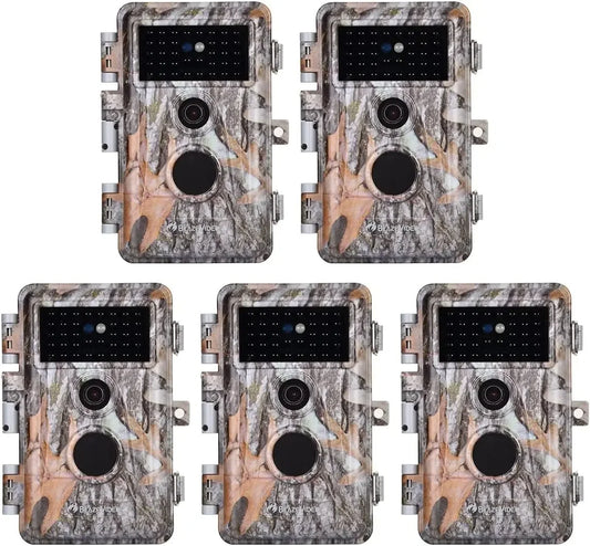5-Pack Game & Trail Camera 32MP 1296P HD Video Motion Activated  No Glow
