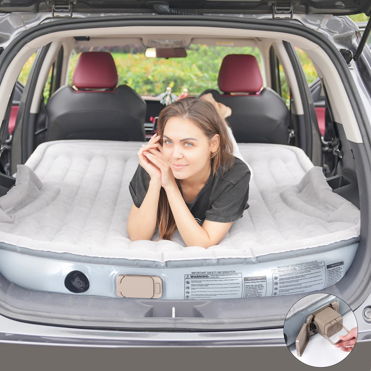 Built-in Electric Pump Thickened and Flocked Car Bed for Travel and Camping Self-Inflating Mattress