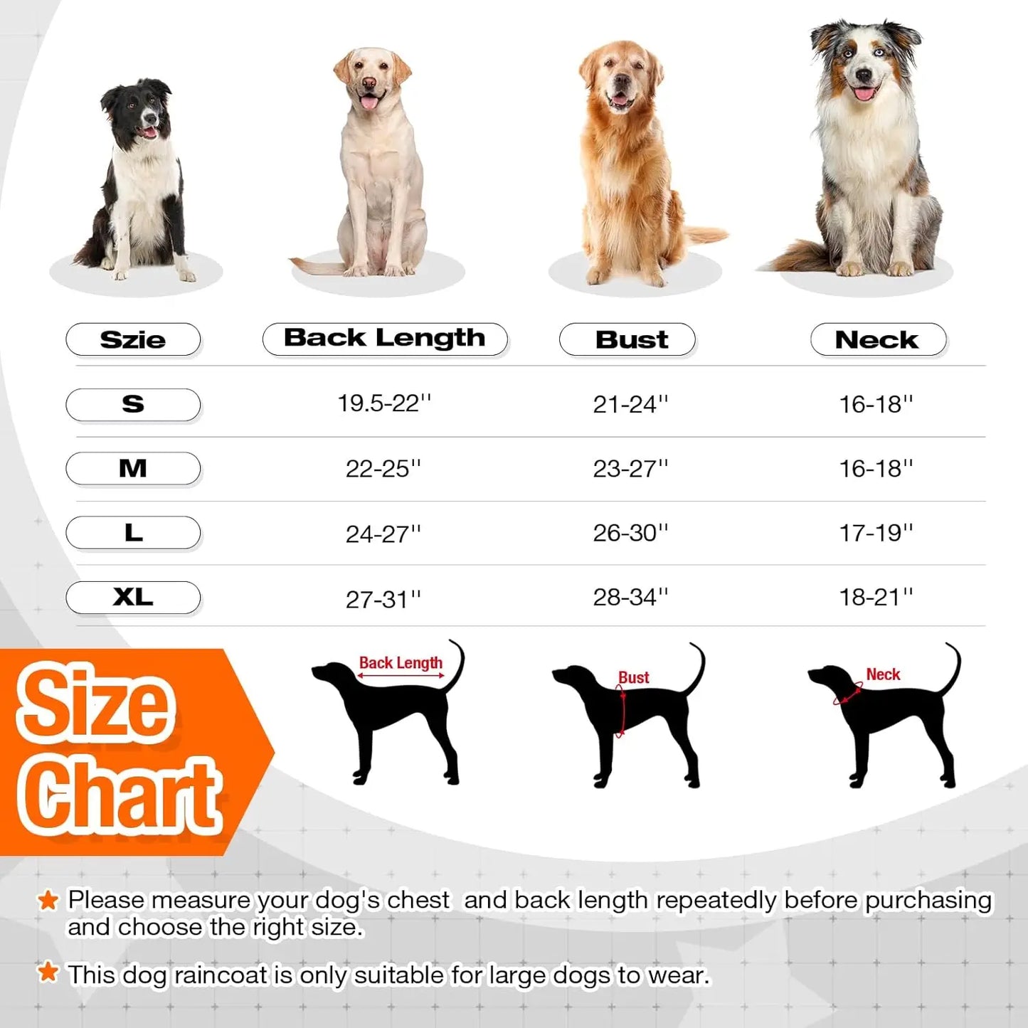 Dog Raincoat Waterproof Hood, Snow-Proof Rainwear