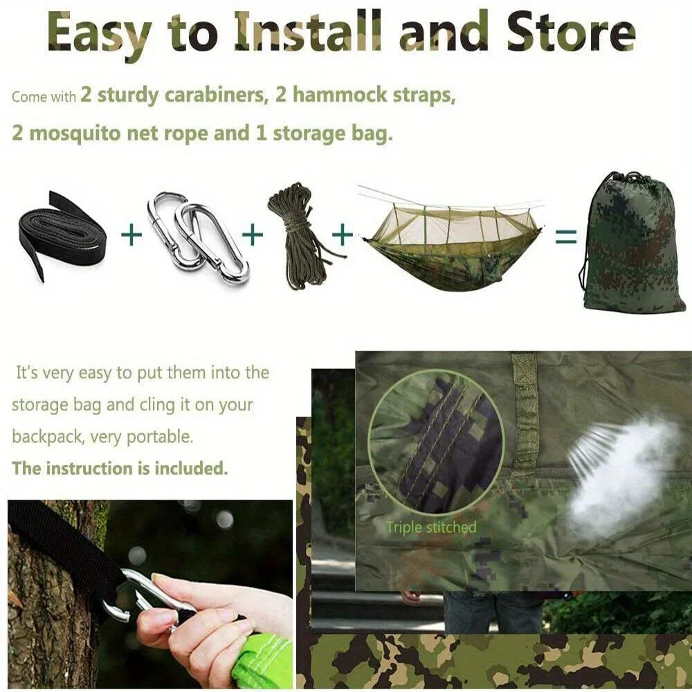 660lbs Double Person Camping Hammock Tent with Mosquito Net Hanging Bed