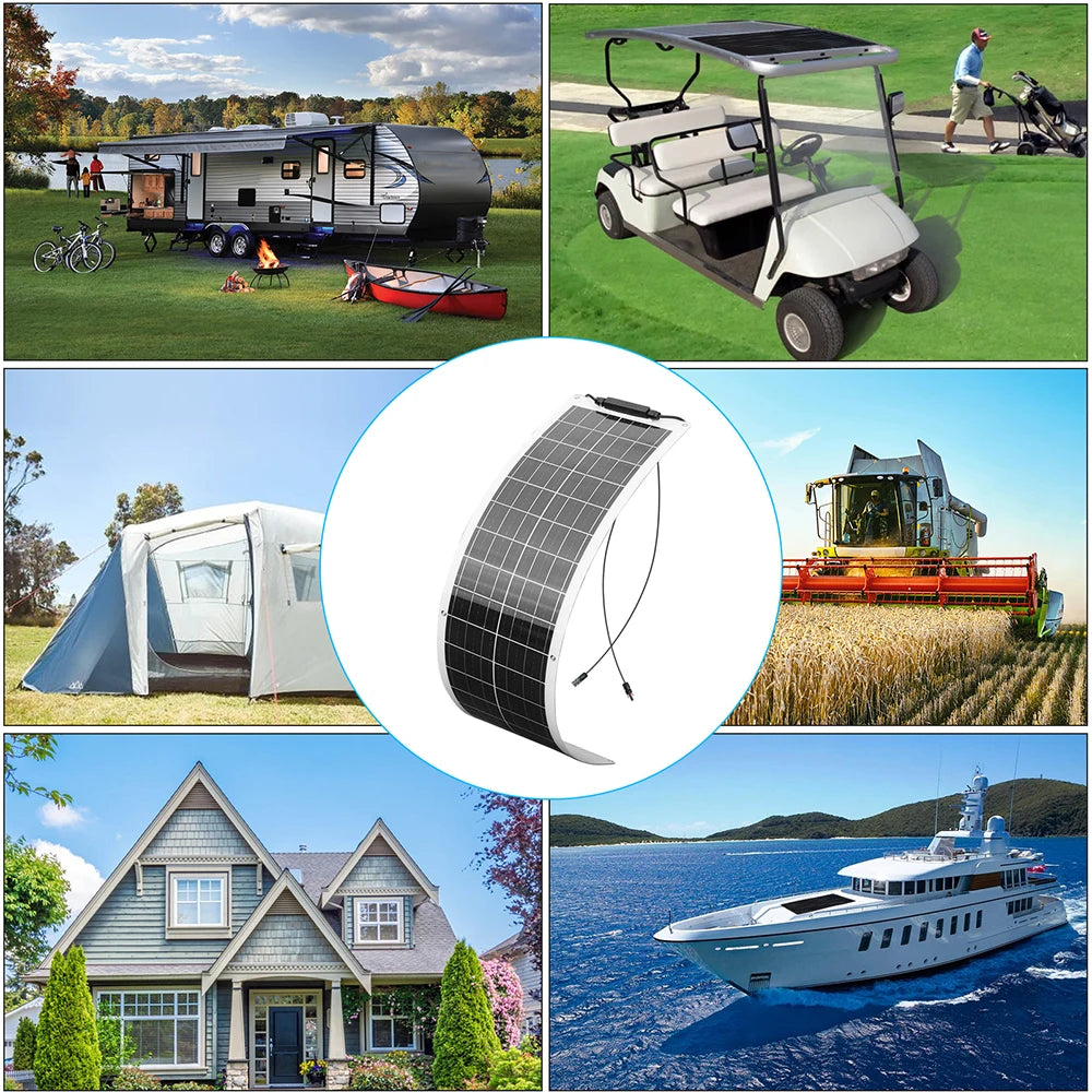 50W OR 100W Flexible Solar Panel, 12V Lightweight