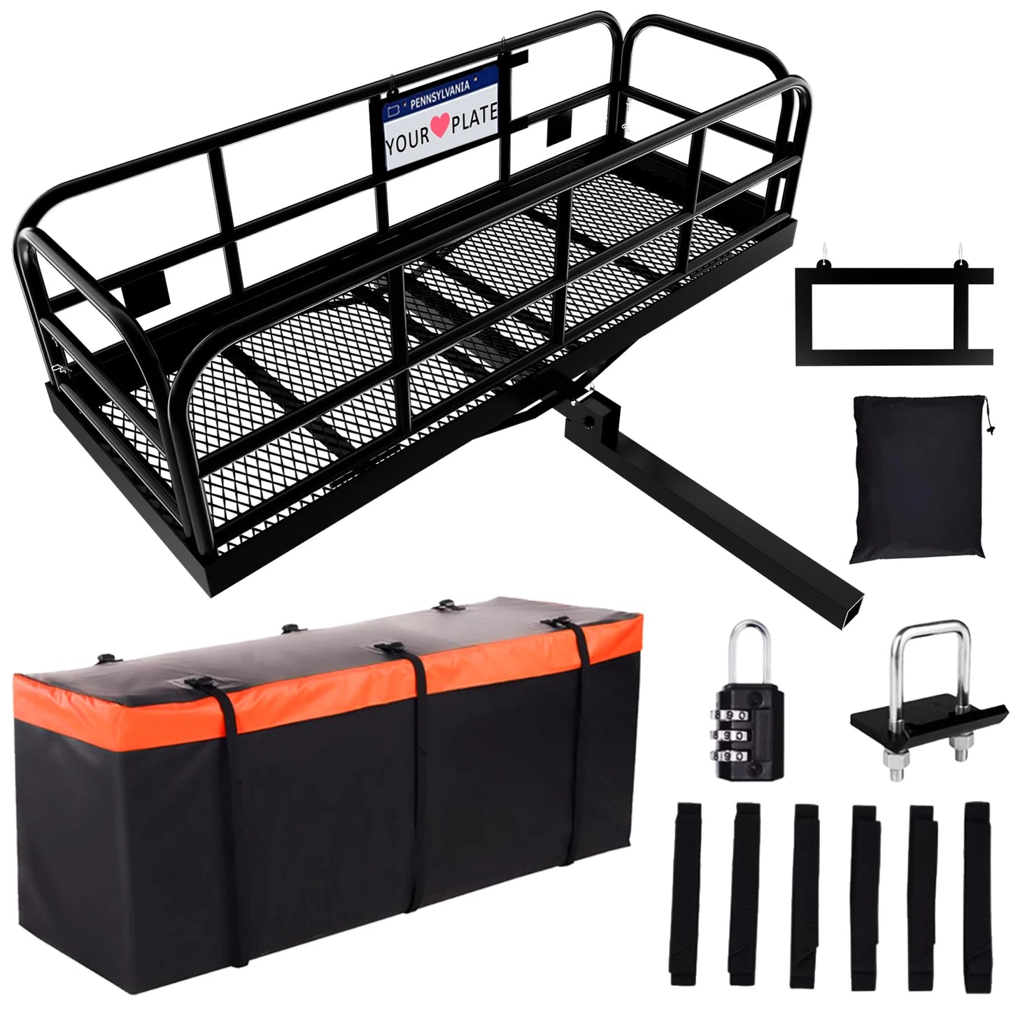 Trailer Hitch Cargo Carrier Rack 500 Lbs,Heavy Duty Steel
