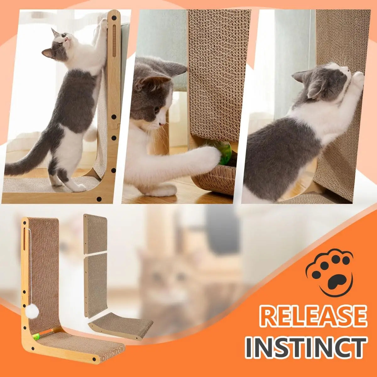 L Shape 23.6 Inch Cat Scratchers for Indoor Cats,