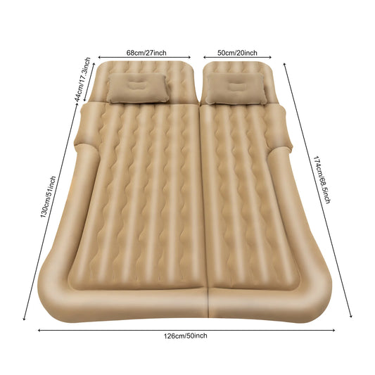 Grey/Black/ Beige Car Air Mattress Travel Bed Flocking Inflatable Car Bed +2Pillow for Camping