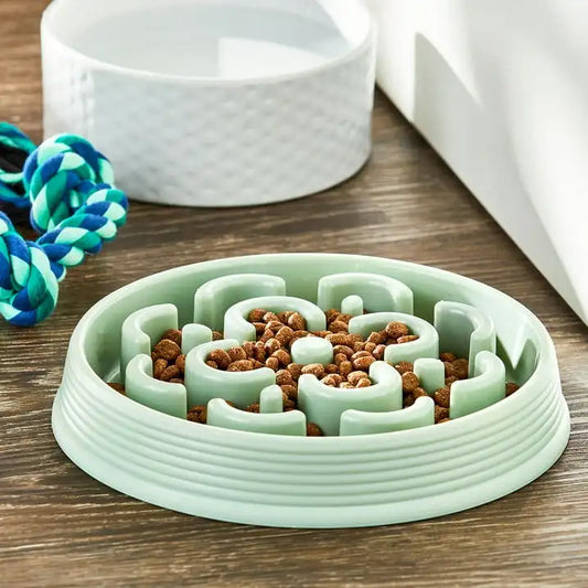 Life Slow Chow Dog Bowl, Green Medallion