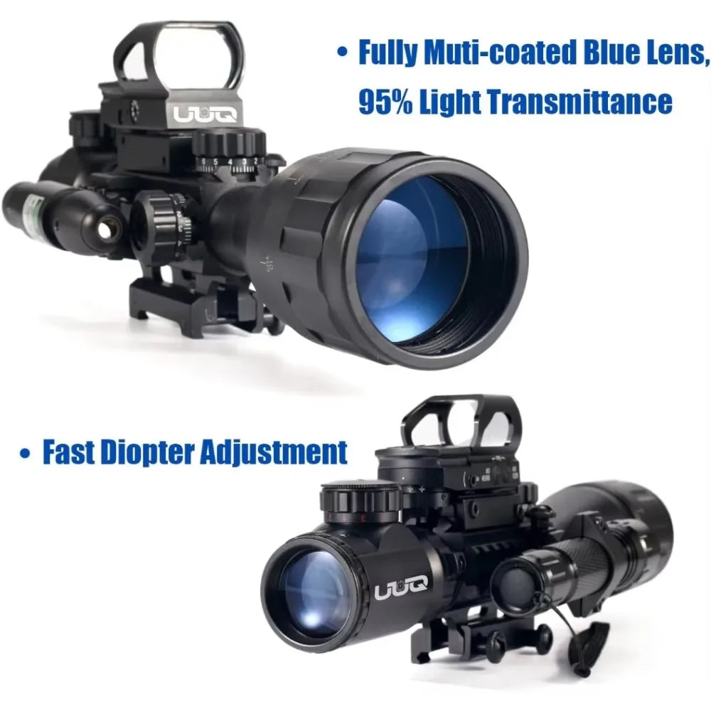 4-12&16X50 AO rifle sight Red/Green illuminated ranging sight W/ Green laser