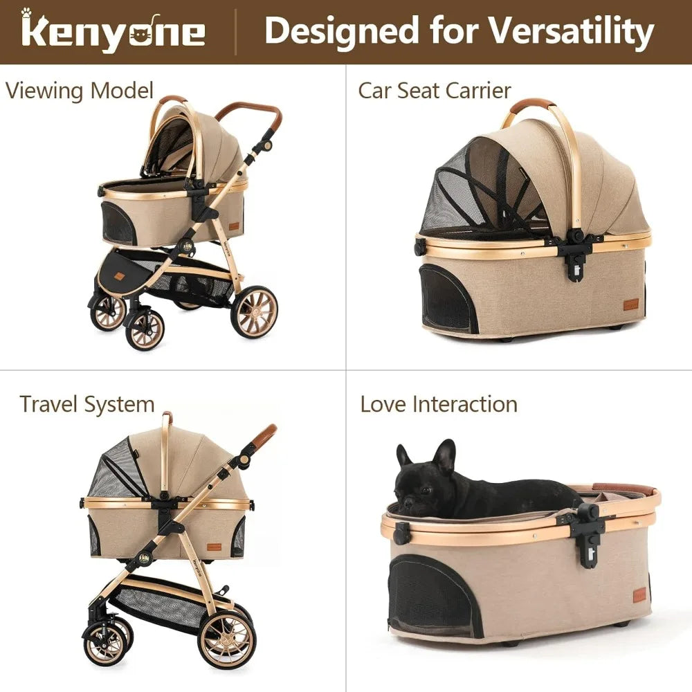 Pet Stroller 3 in 1 for Medium Small Size Dogs Luxury Large Cat