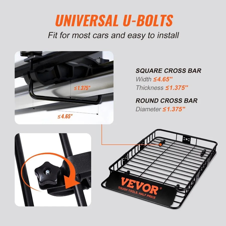 Roof Rack Cargo Basket 64 x 39 x 6 with Extension Heavyduty