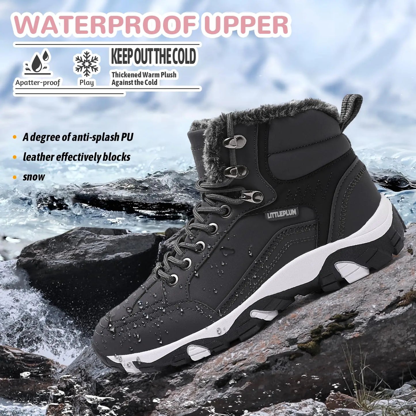 Womens Winter Hiking Boots Waterproof Snow Boots for Outdoor Trekking