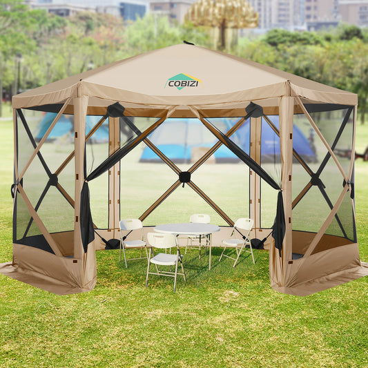 12x12ft Pop up Gazebo Screen House Tent with Mosquito Netting,