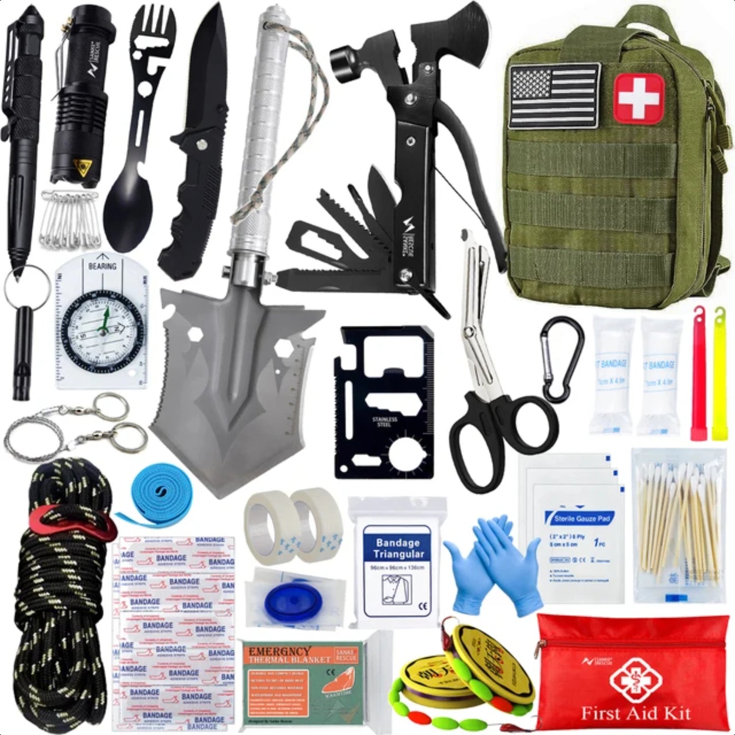 Survival First Aid Kit Military Full Set for Outdoor Safety