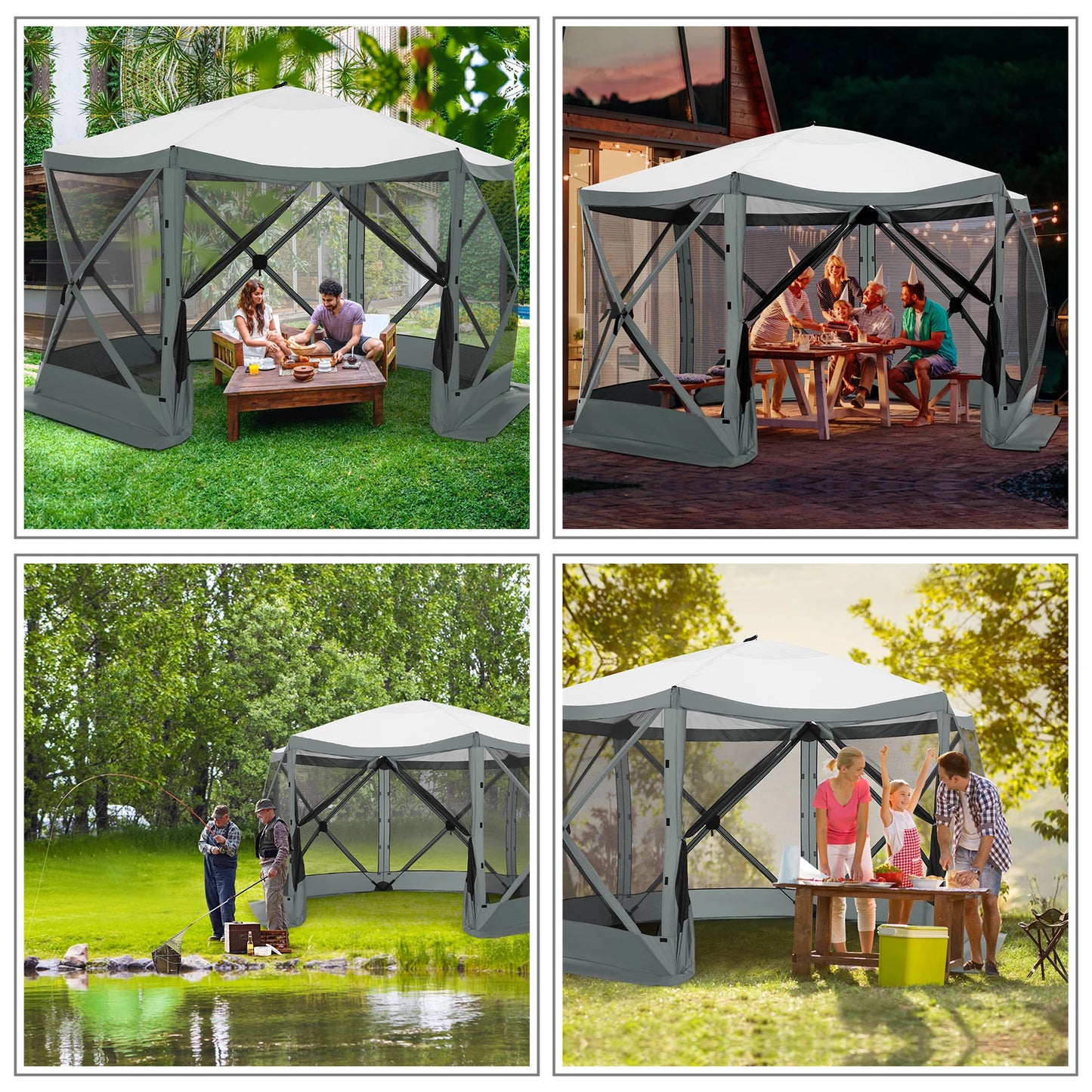 Pop up Gazebo for Camping, 12x12ft  Screened