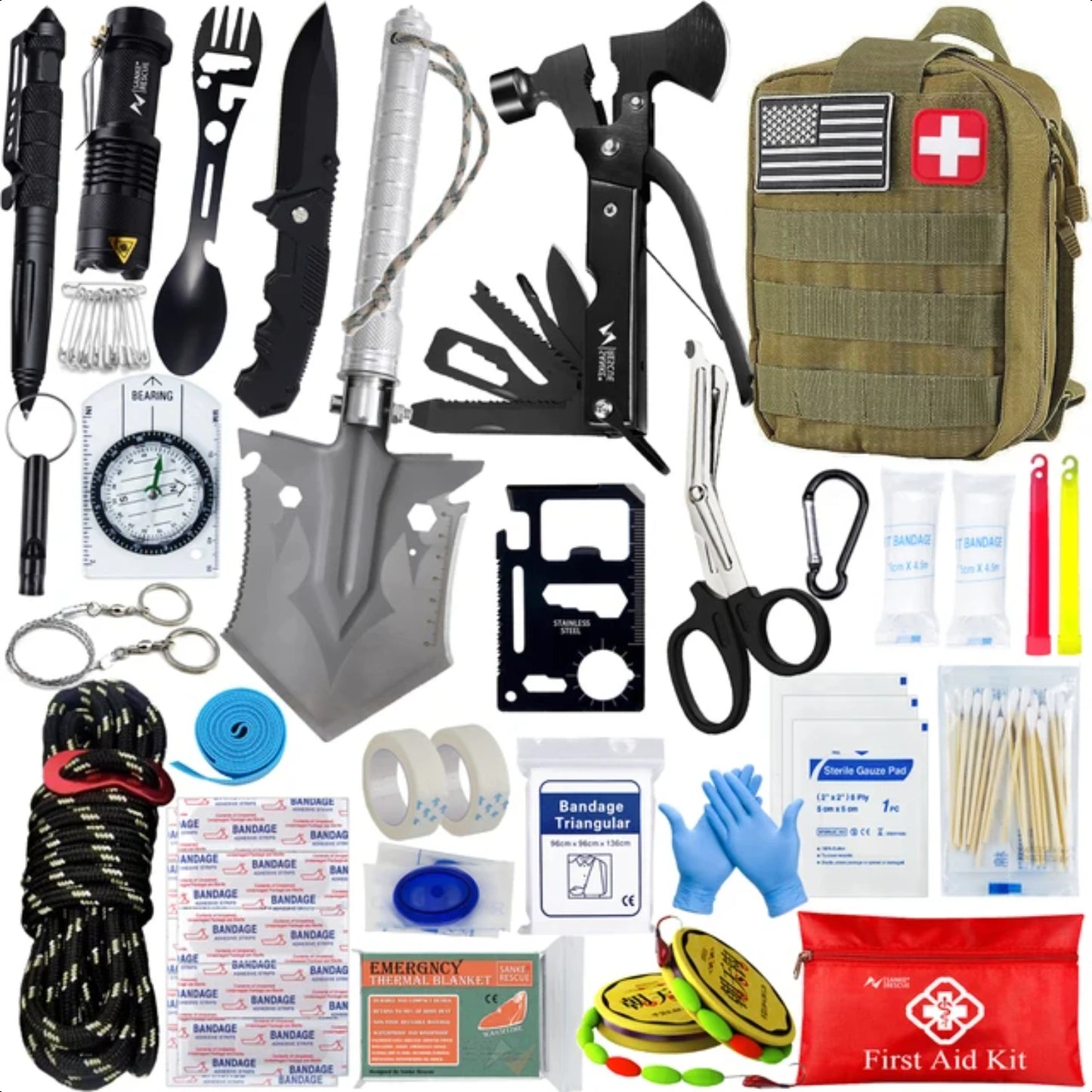 Survival First Aid Kit Military Full Set for Outdoor Safety