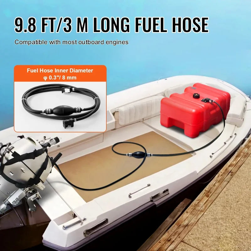 12 Gallon/55L, Portable Fuel Gas Tank for Outboard Engine Boats,