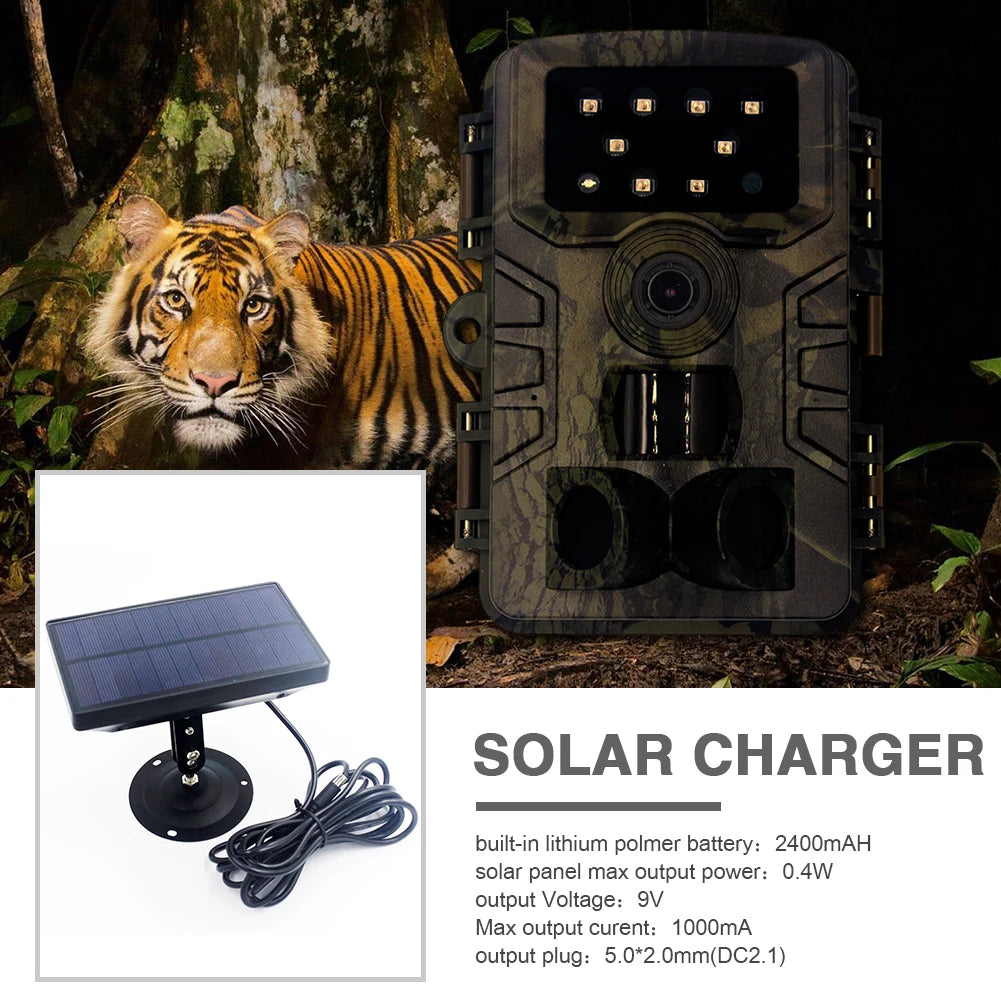 Hunting Camera Solar Panel Charger External Battery Powered Power Supply DC Charging Device for Trail Camera