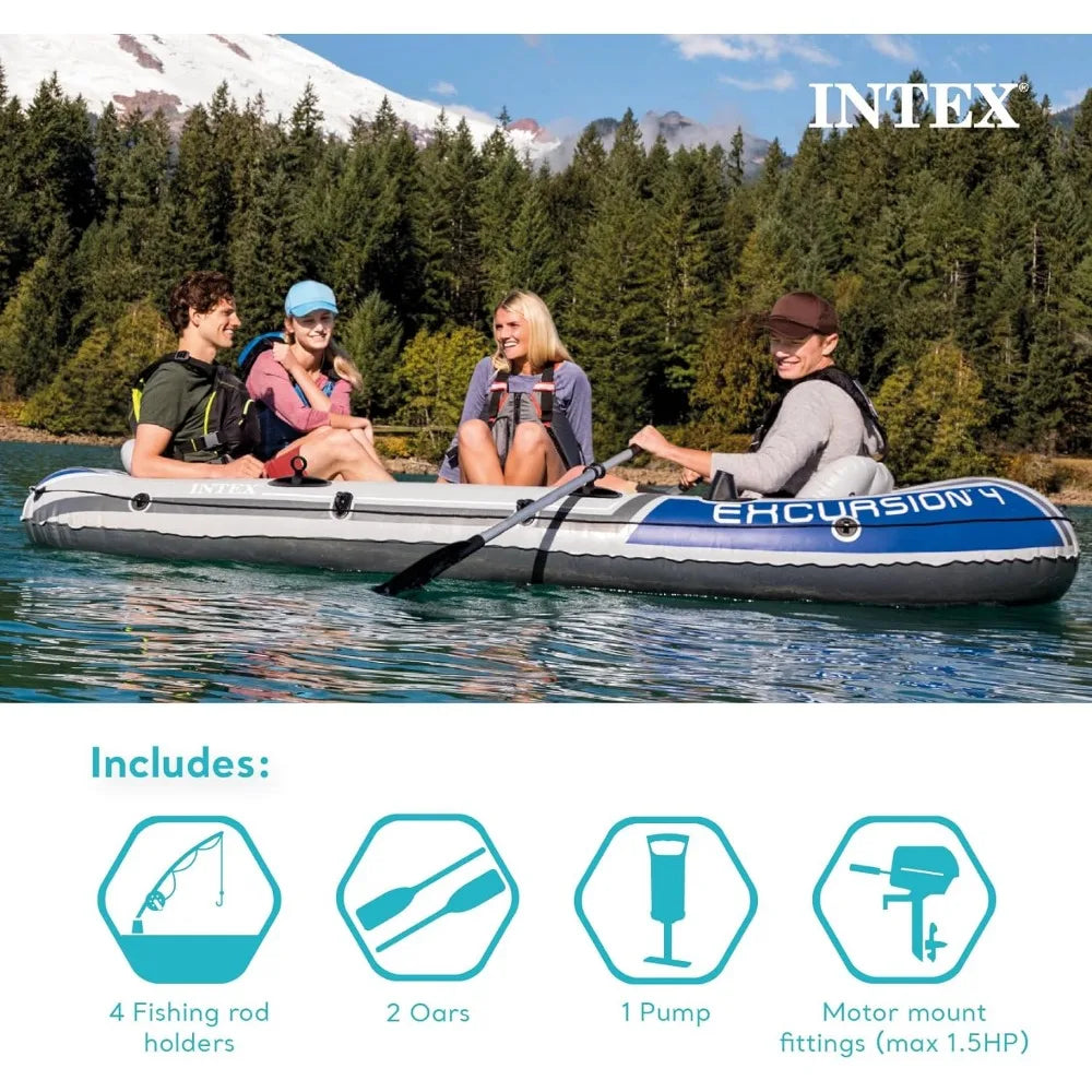 Inflatable Boat Deluxe 54in Boat Oars and High-Output Pump