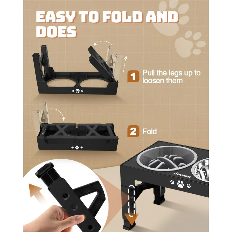 Adjustable Elevated Dog Bowls Stand with 3 Stainless Steel Bowls