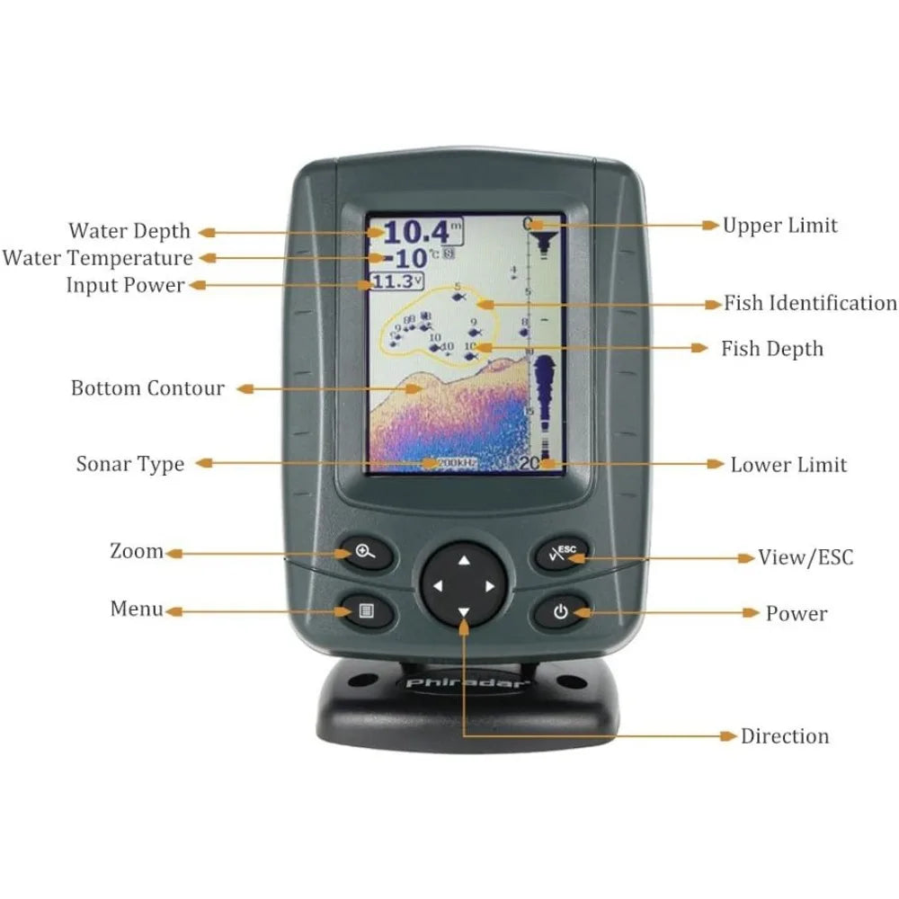 High-Concerned Dual Screen LCD Boat Fish Finder 200KHz 83KHz