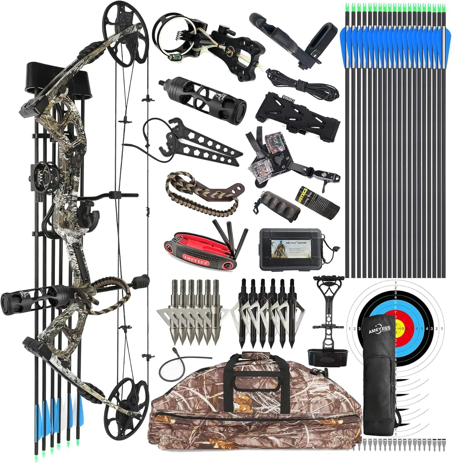 Compound Bow Kit, Draw Weight 0-70 lbs Adjustable, Draw Length