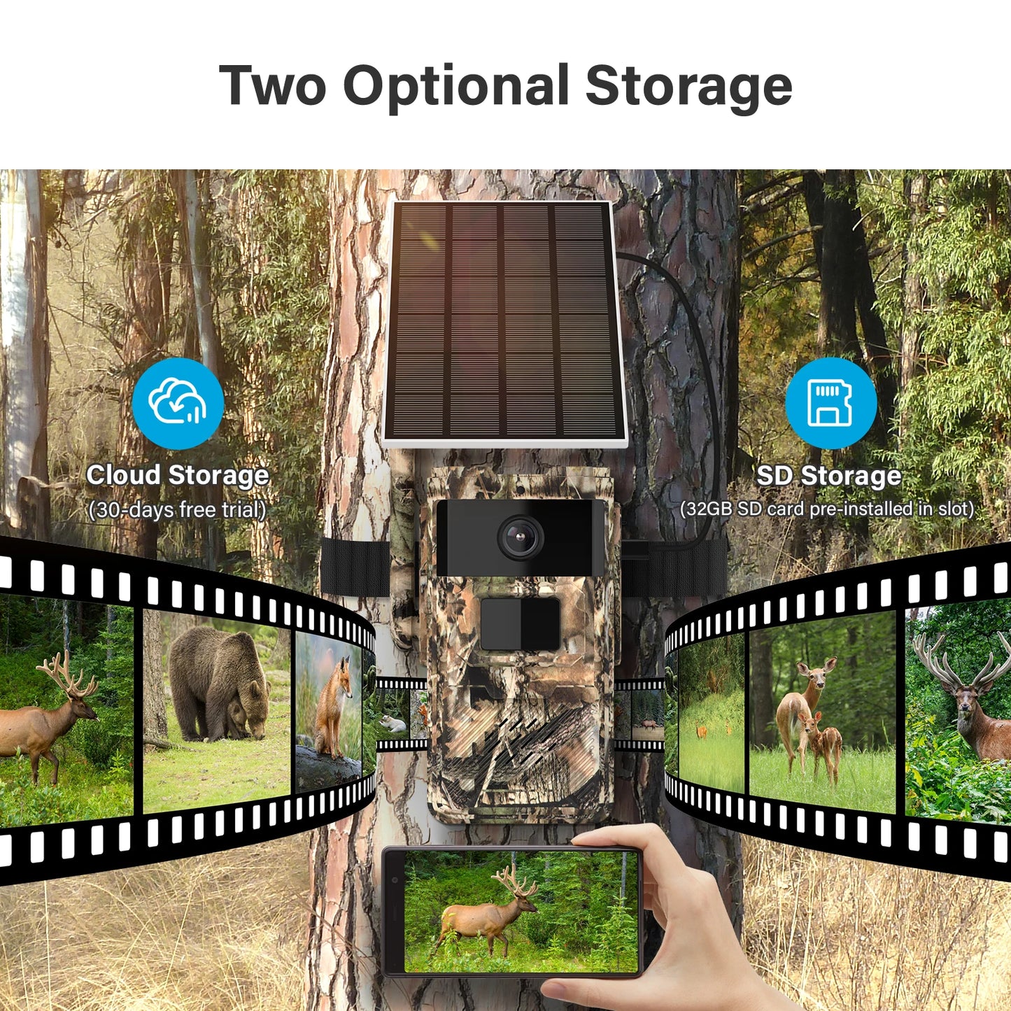 JENNOV Solar Hunting Trail Camera 4G Card With Night Vision