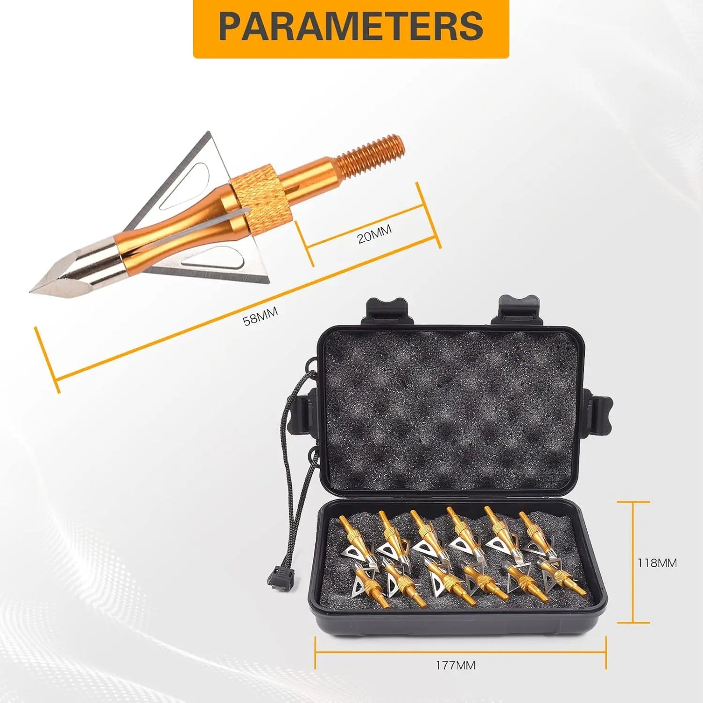 12PK 3 Blades Screw-in Broadheads 100 Grain Storage Case