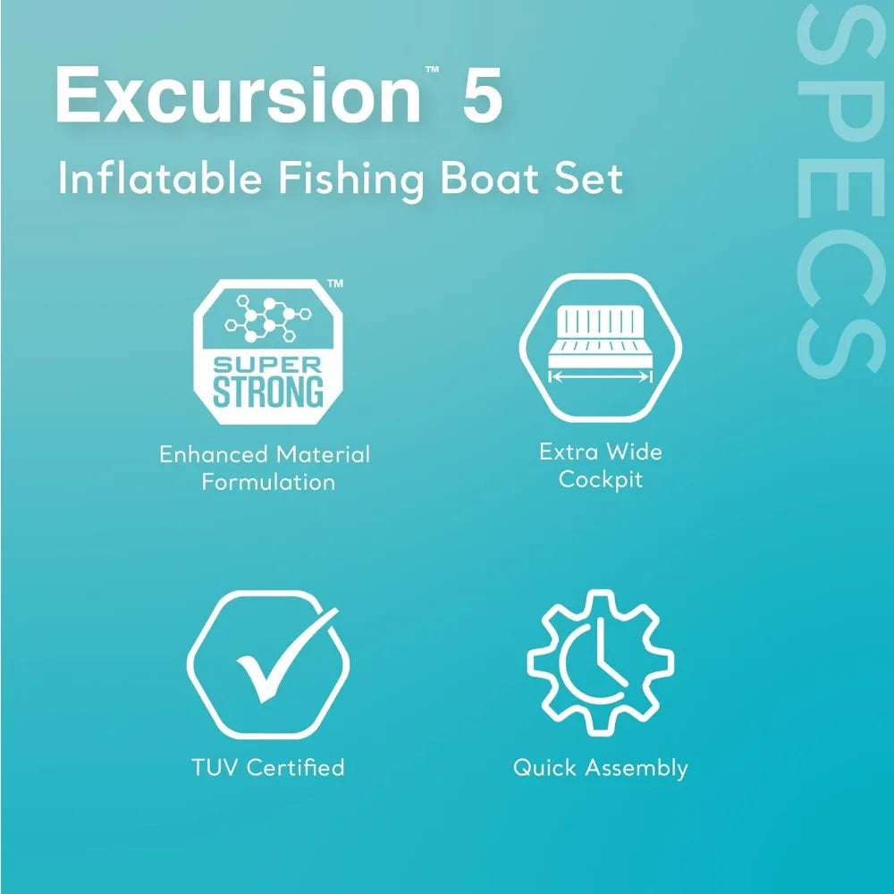 Inflatable Boat Deluxe 54in Boat Oars and High-Output Pump
