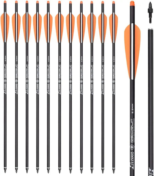 Archery Carbon Crossbow Bolts 16/18/20/22 Inch With 4 Inch Vanes Nocks