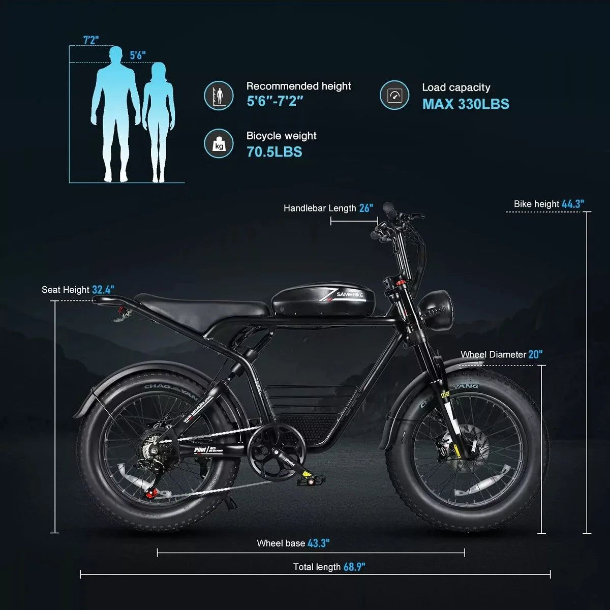 Electric Mountain Bike 1200W Motor Motorcycle Style 4.0 Fat tires
