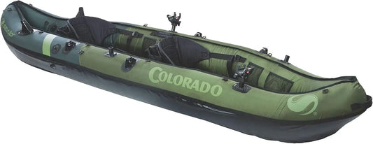 2-Person Inflatable Fishing Kayak with Paddle & Rod Holders