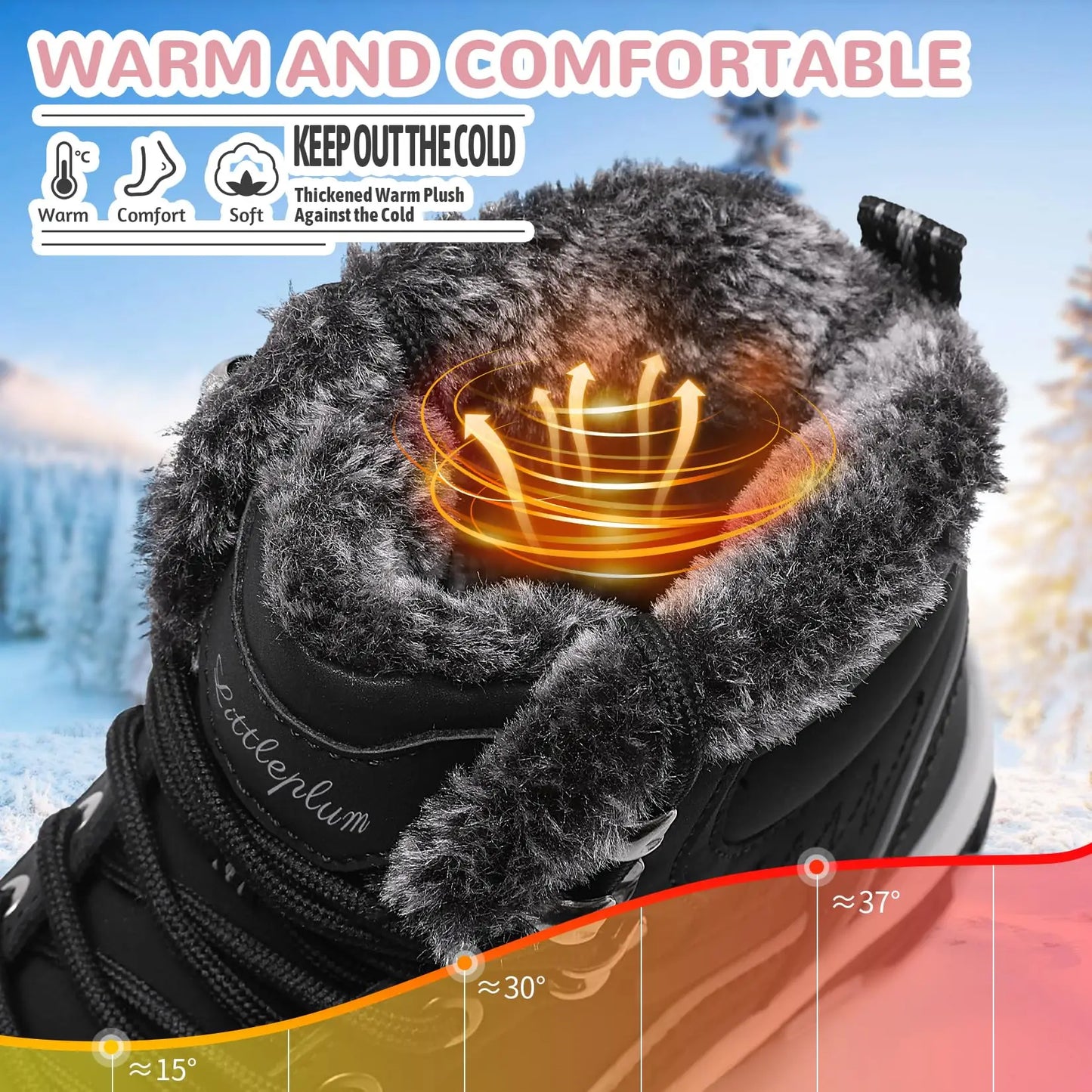 Womens Winter Hiking Boots Waterproof Snow Boots for Outdoor Trekking