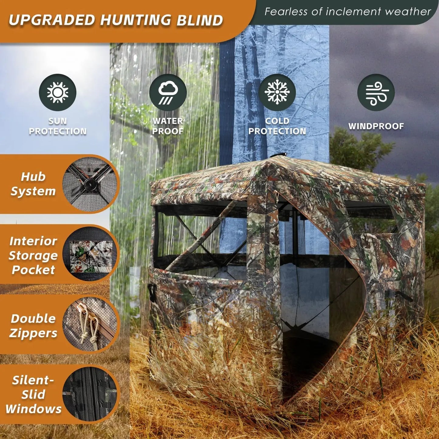 Hunting Blind With Floor Mat 360 Degree See Through Shelter