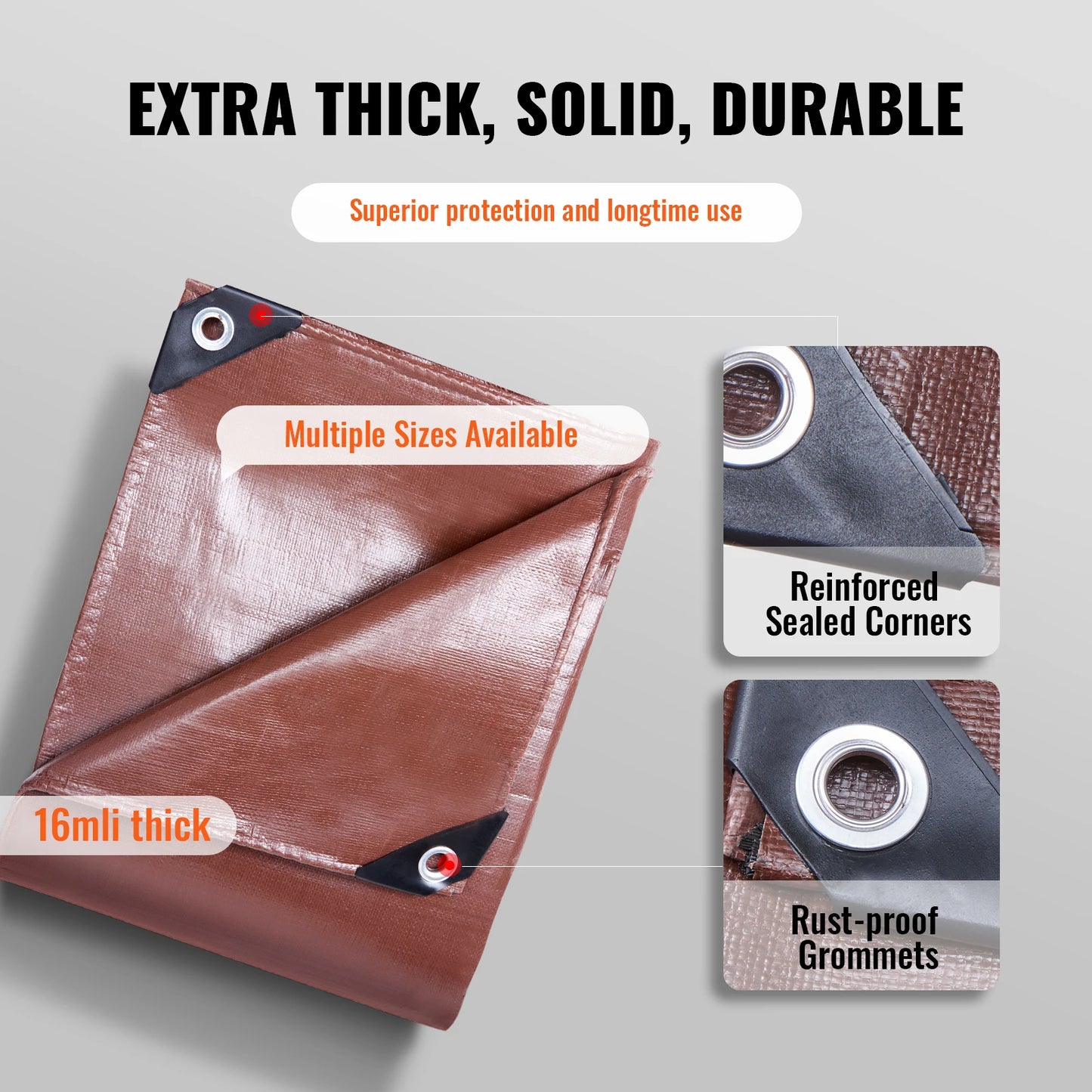 Heavy Duty Tarp 16 Mil Thick  Waterproof Tear Proof