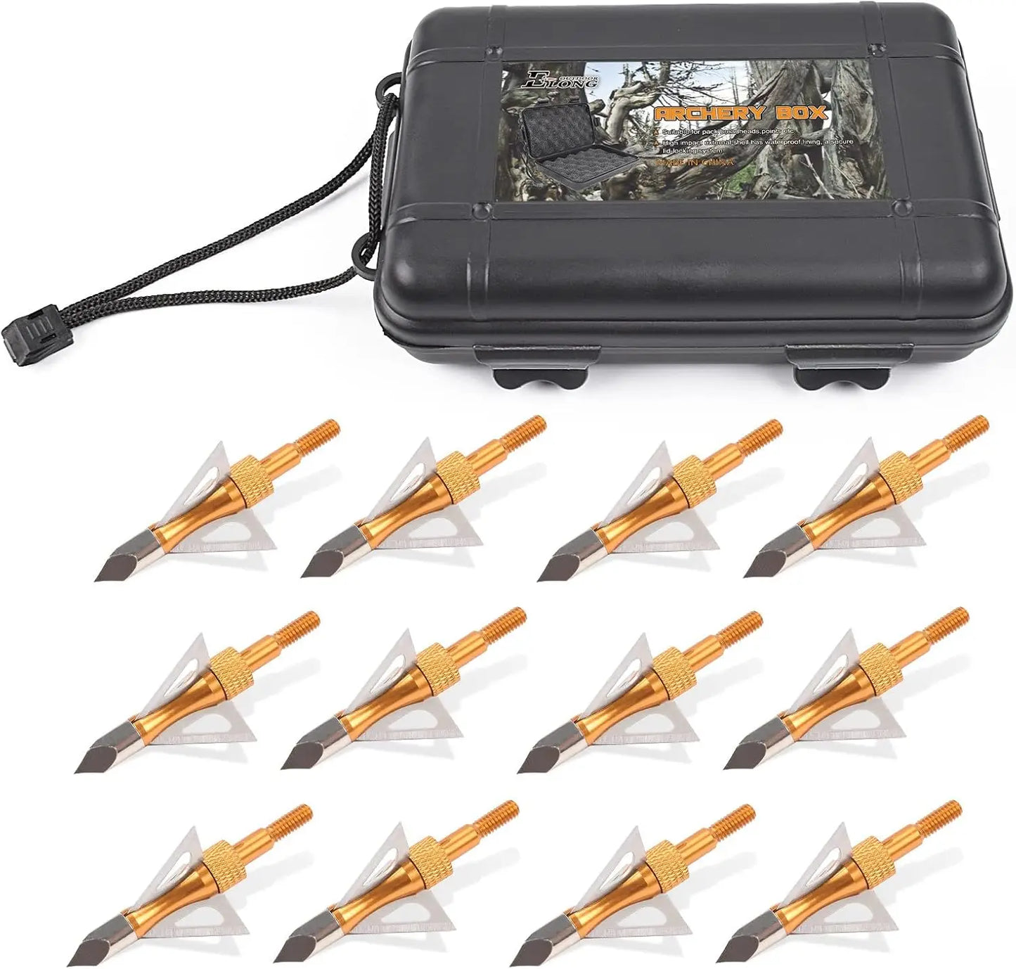 12PK 3 Blades Screw-in Broadheads 100 Grain Storage Case