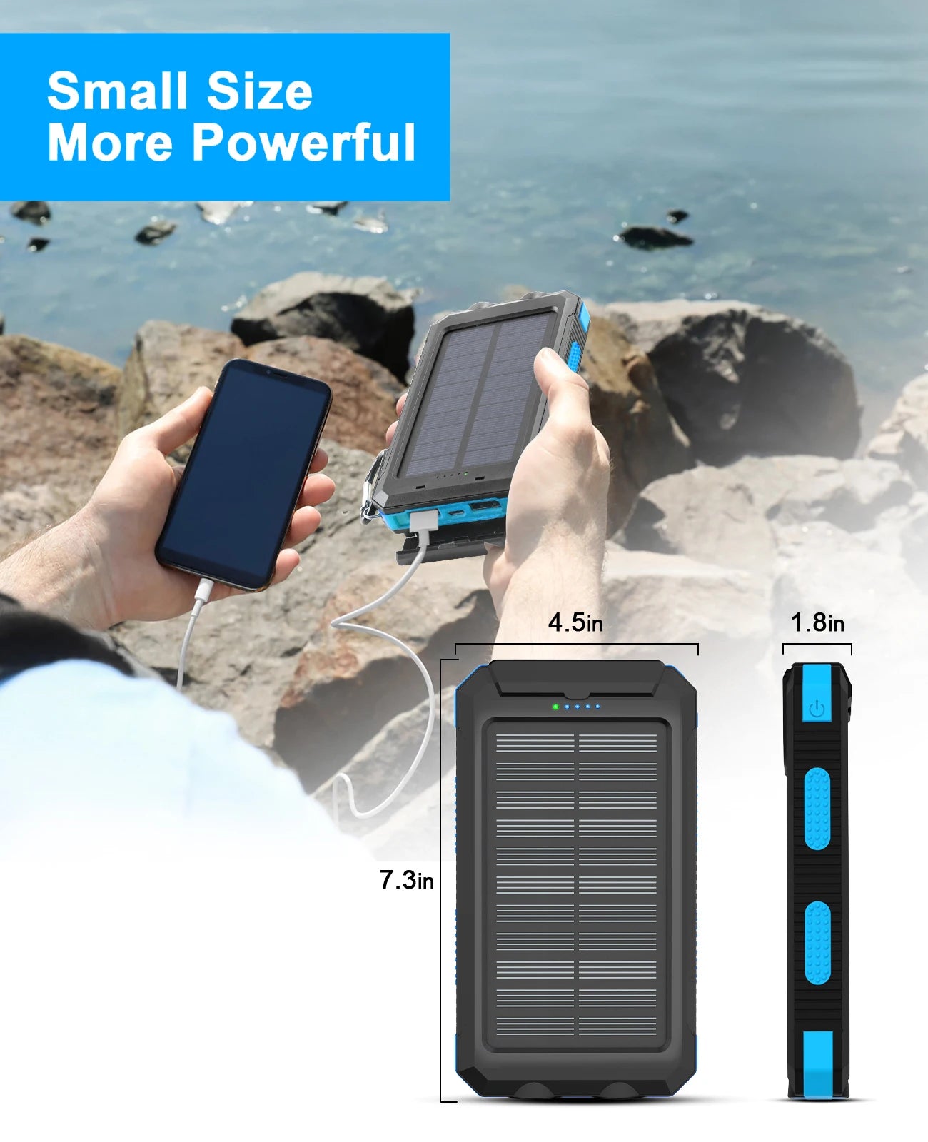 Waterproof Solar Power Bank Outdoor for Mobile Phone Charger