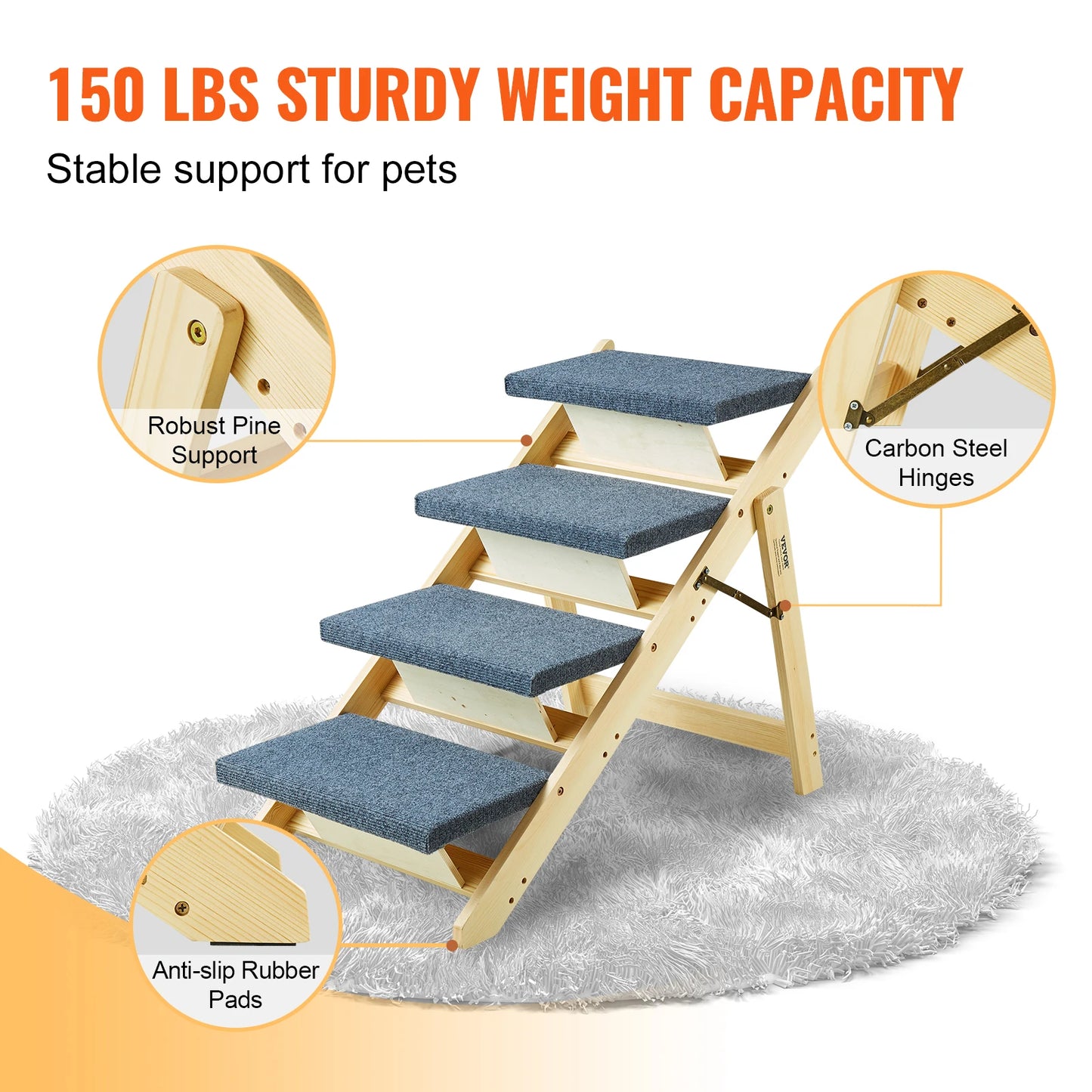 Wooden Pet Steps and Ramp Combo 2-in-1 Design