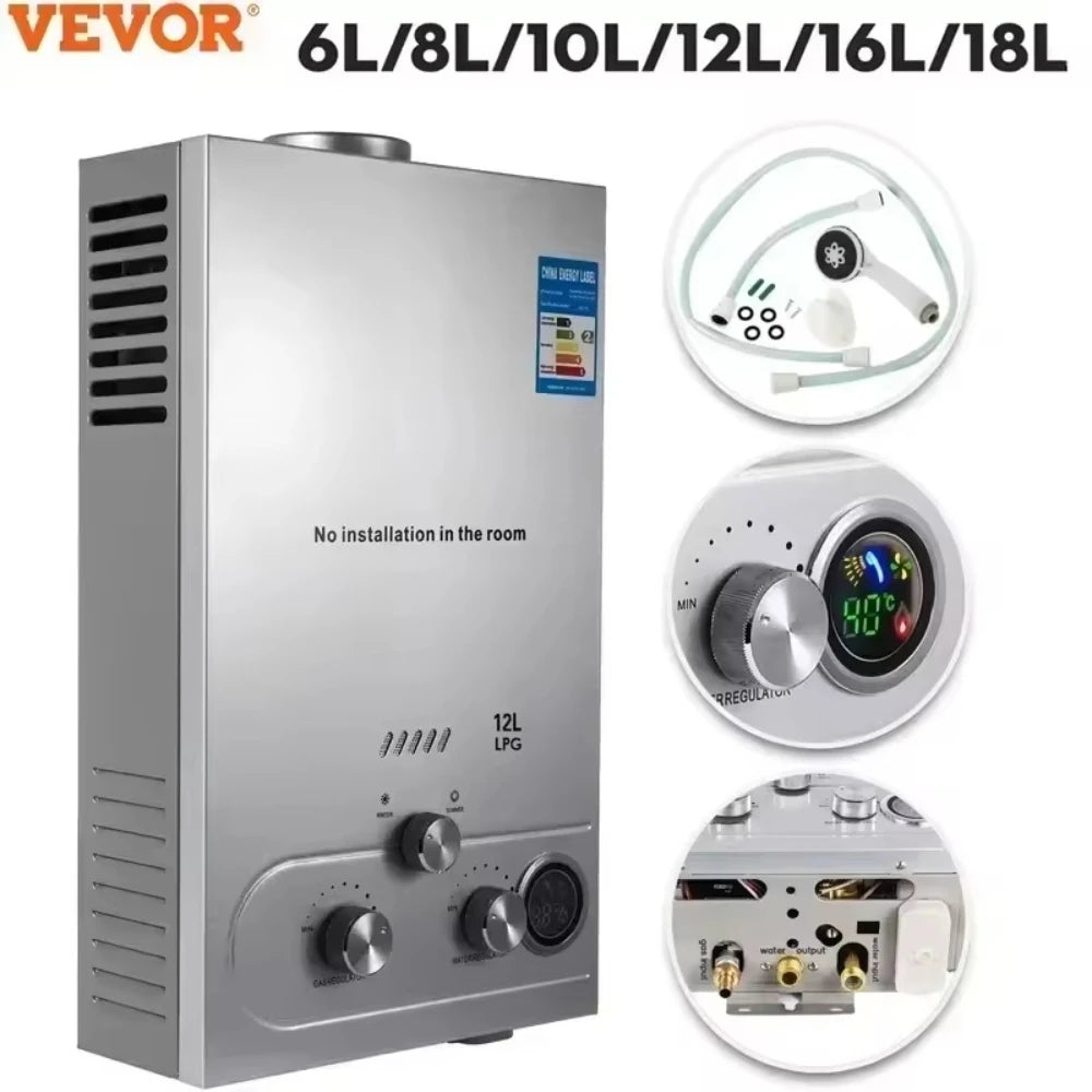6L-18L LPG Gas Hot Water Heater Propane Gas Stainless Steel Tankless Boiler