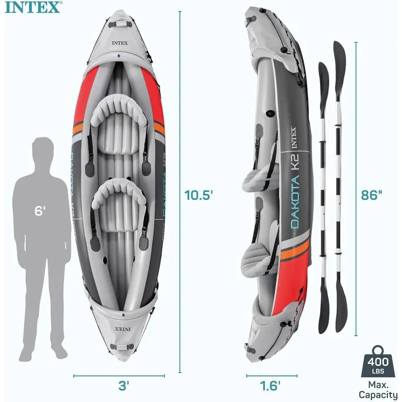 2-Person Inflatable Kayak Set, with 86in Oars and Pump