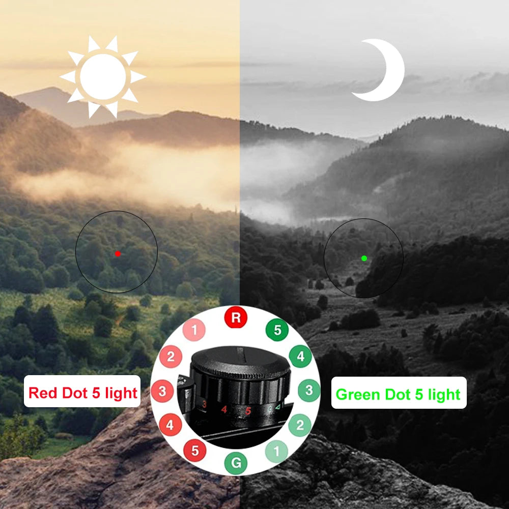 1x40 Red Dot Sight Green Red Dot Sight Illuminated with 11/20mm Rails