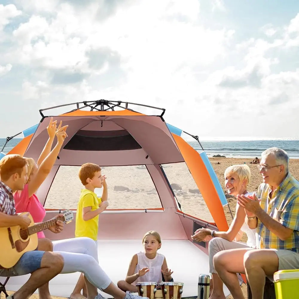 Xx-Large Beach Tent Sun Shelter For 5-6 Person Portable Sun Shade