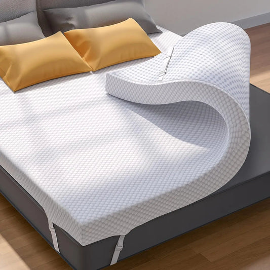 2/3/4 Inch Gel Memory Foam Pressure Relief, Premium Soft Mattress Topper for Cooling Sleep, Non-Slip Design