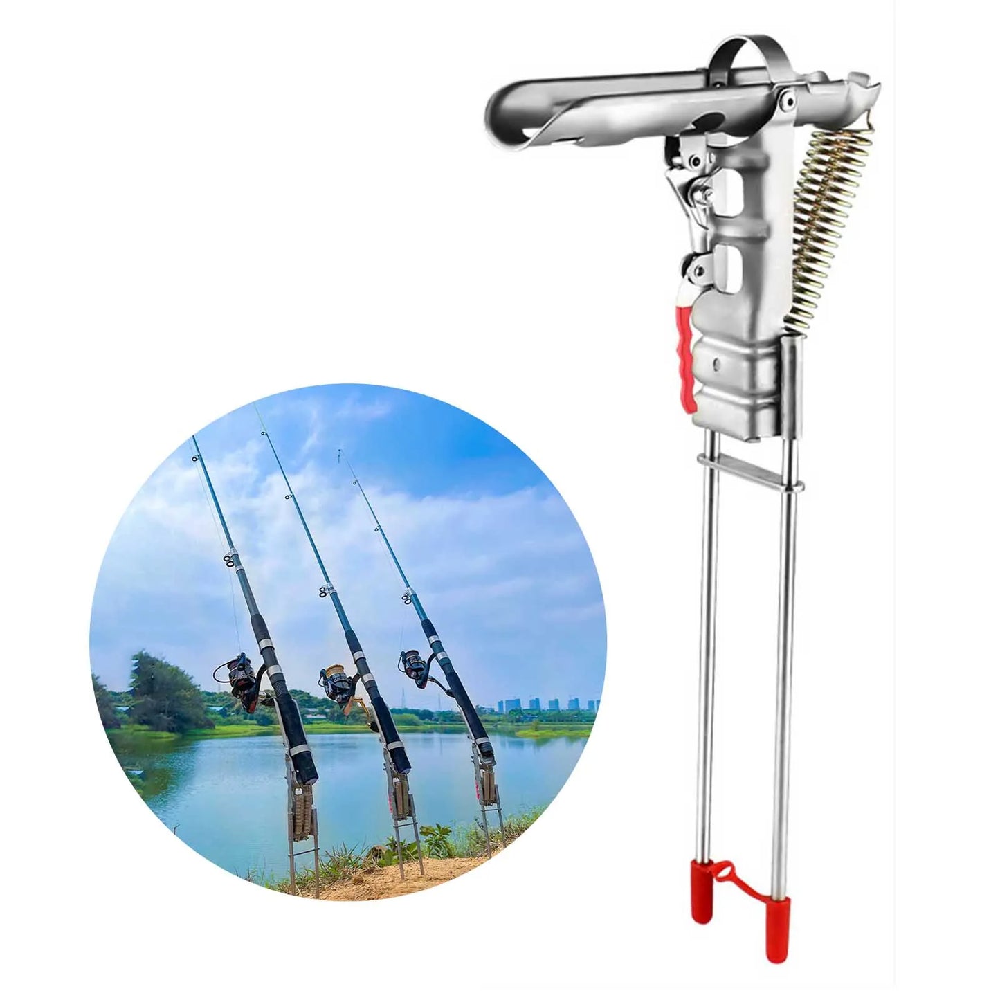 Stainless Steel Fishing Rod Stand Holder Bracket Automatic Spring