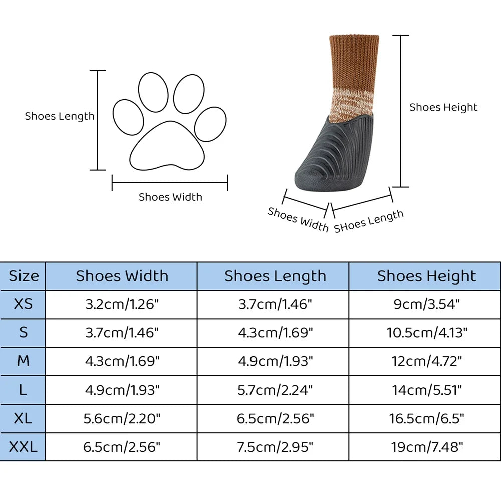 4PCS Dog Shoes Waterproof Fall Winter Paw Protector
