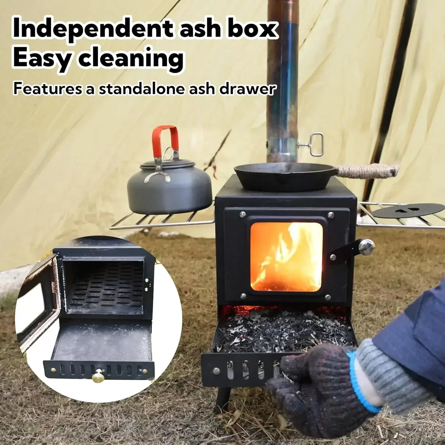 XMSJ Folding Wood Burning Stove for Camping with Chimney