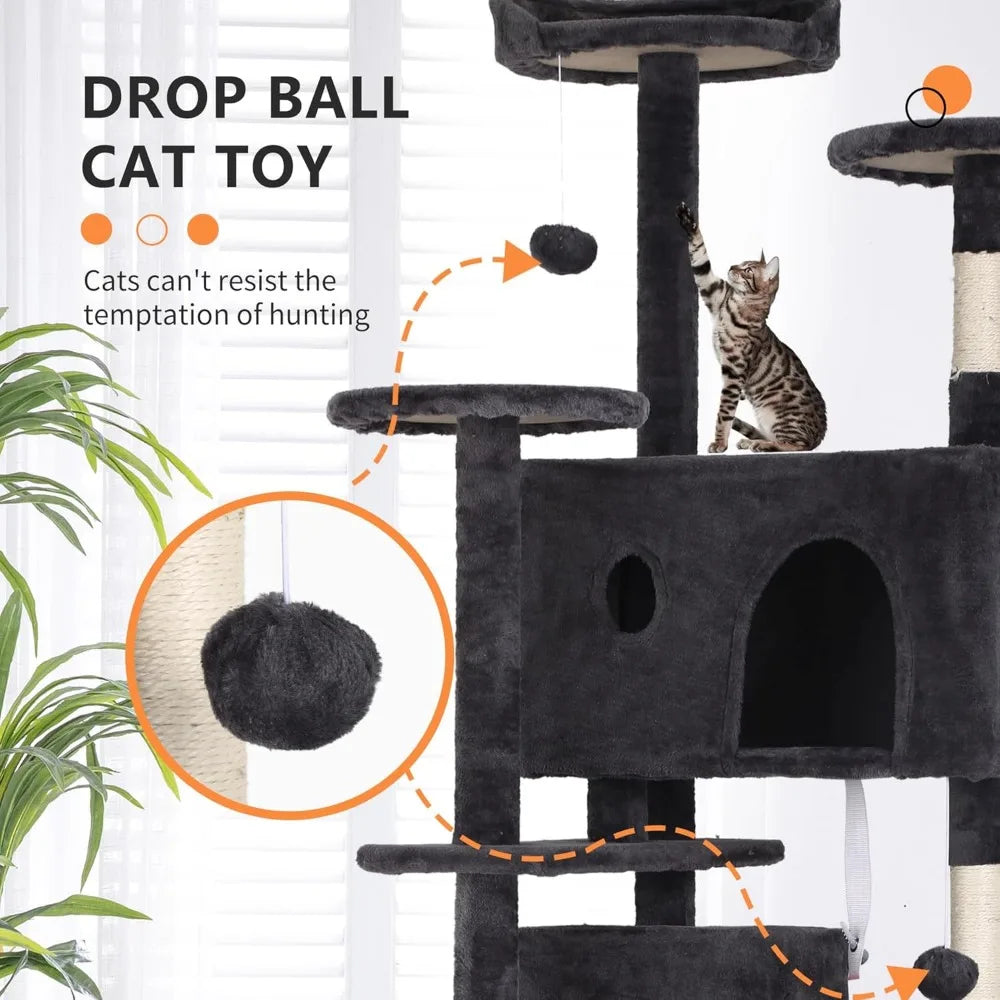 BestPet 70in Cat Tree Tower for Cats Multi-Level Scratching Posts