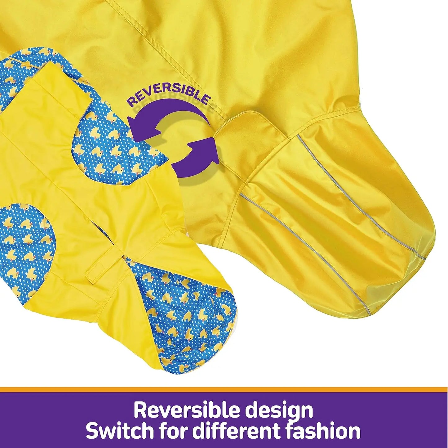 Dog Raincoat Reversible Single Side Slicker Poncho