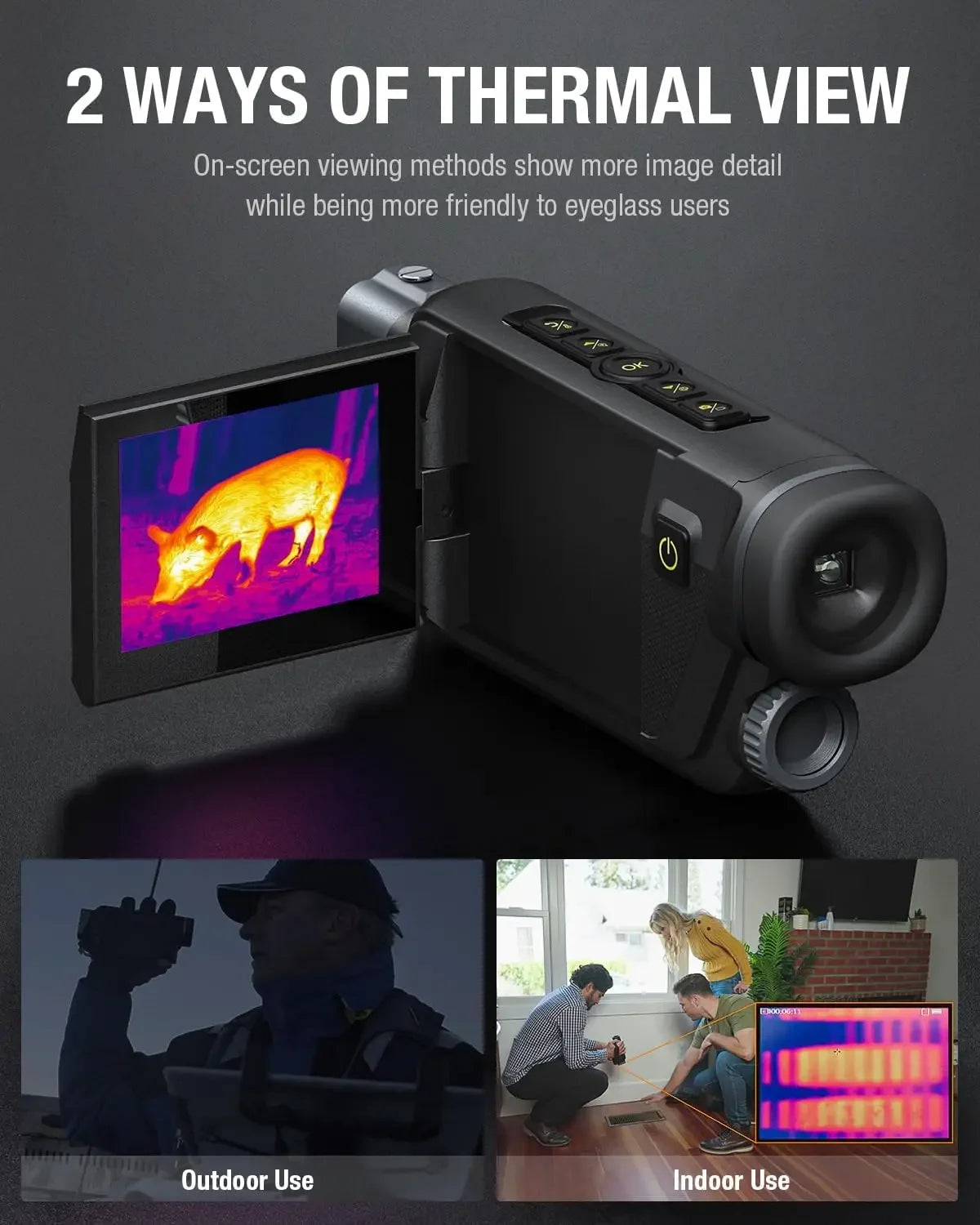 2 in 1 Monocular Thermal Imaging Camera with 3.5 Inch Screen for Hunting, Outdoor Camping