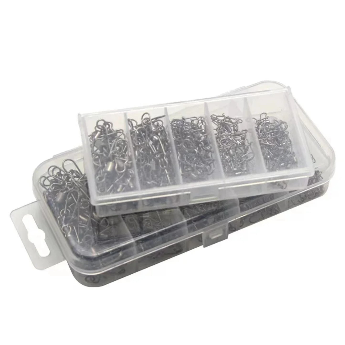 96-211pc/box Stainless Steel Fishing Connector Pin 4# 6# 8#10#12# Bearing Rolling Swivel